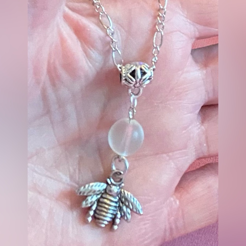 NEW Moonstone Bee charm necklace